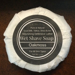 Shave Soap Goat Milk Tallow Shea Butter Super Moisturizing Great Lather  Large 4 oz Puck Scented or Unscented