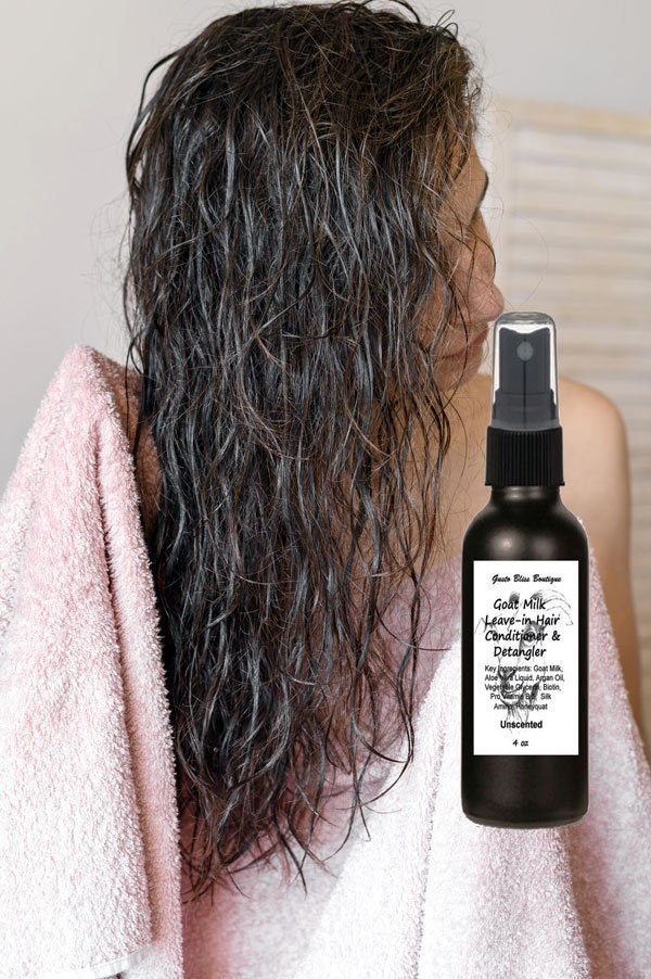 Goat or Donkey Milk Conditioner & Detangler: Leave In Formula, Soft, Silky Hair  4 oz