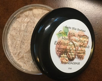 Goat Milk Manuka Honey & Walnut Exfoliating Face Scrub Organic Natural Gentle Moisturizing Softening Cleanser