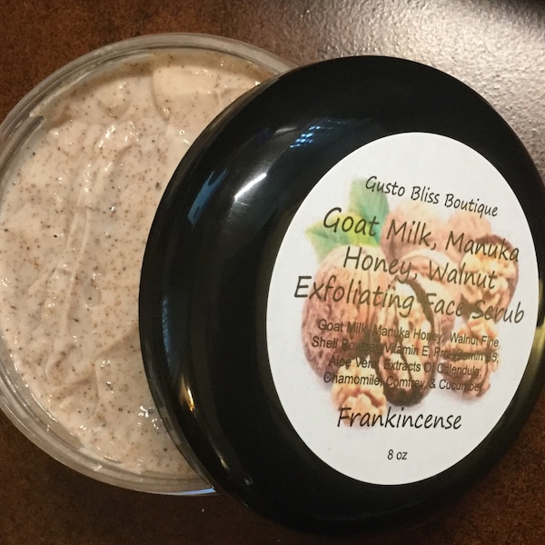 Goat Milk Manuka Honey & Walnut Exfoliating Face Scrub Organic Natural Gentle Moisturizing Softening Cleanser