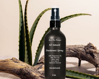 Magnesium Deodorant Spray All Natural With Aloe Vera Gel, Witch Hazel & A Host of Botanical Extracts 2 or 4 oz Scented or Nonscented