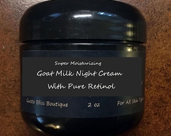 Goat Milk Night Cream with Retinol: Deep Moisturizer, Asst. Sizes Scented or Non