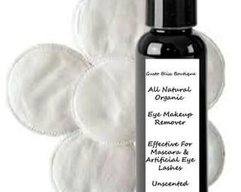 Organic Eye Makeup Remover Oil:Argan & Jojoba, 5 Cotton Pads 2 oz