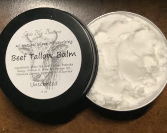 Beef Tallow Balm: Organic Grass-fed Super Moisturizing, Scented or Non 1/2/4 oz