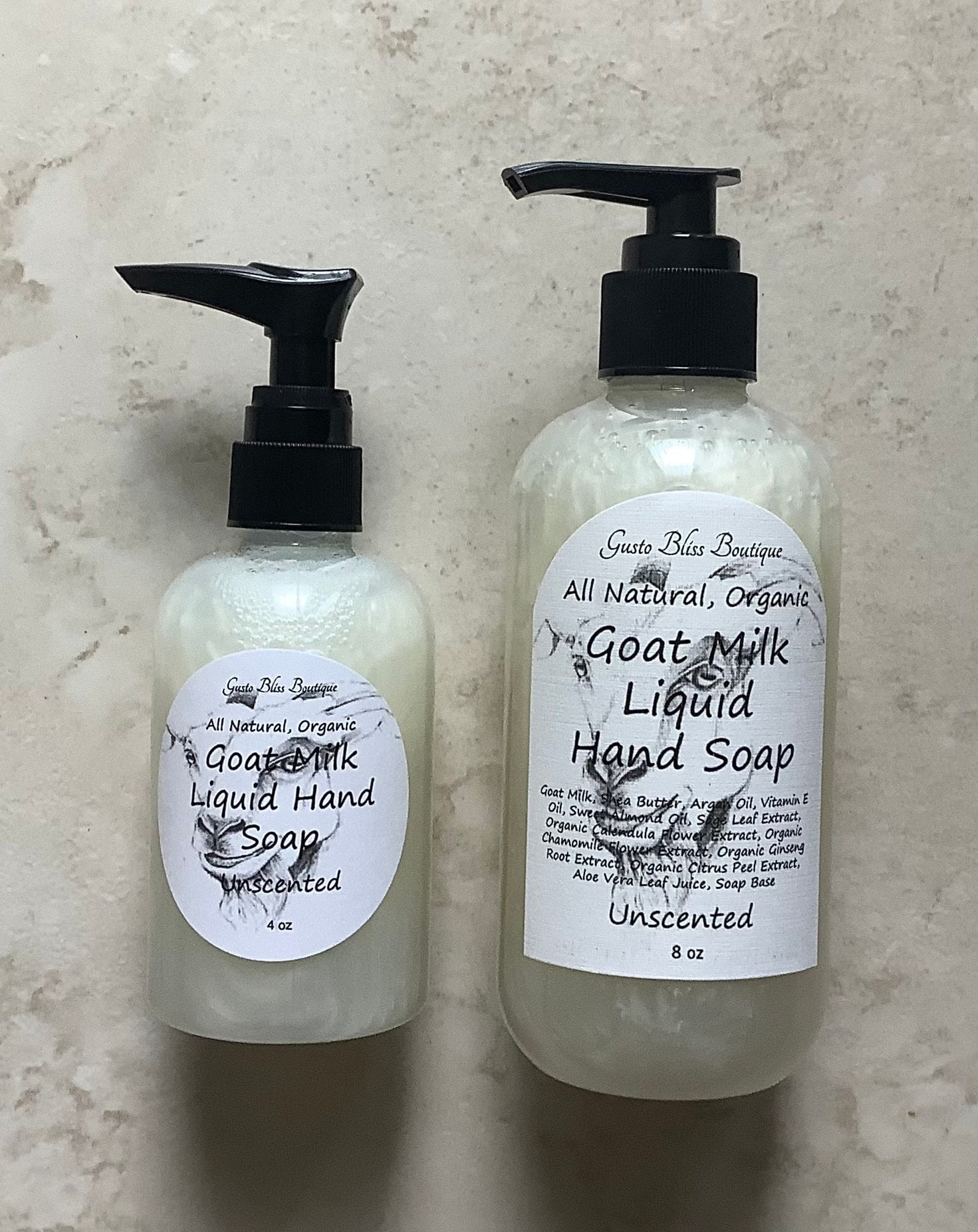 Goat Milk Liquid Hand Soap: Natural Organic Moisturizing, Choose Scent/Size