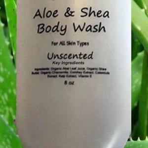 Organic Aloe & Shea Body Wash: Natural, Vegan-Friendly, 4oz/8oz Scented or Non