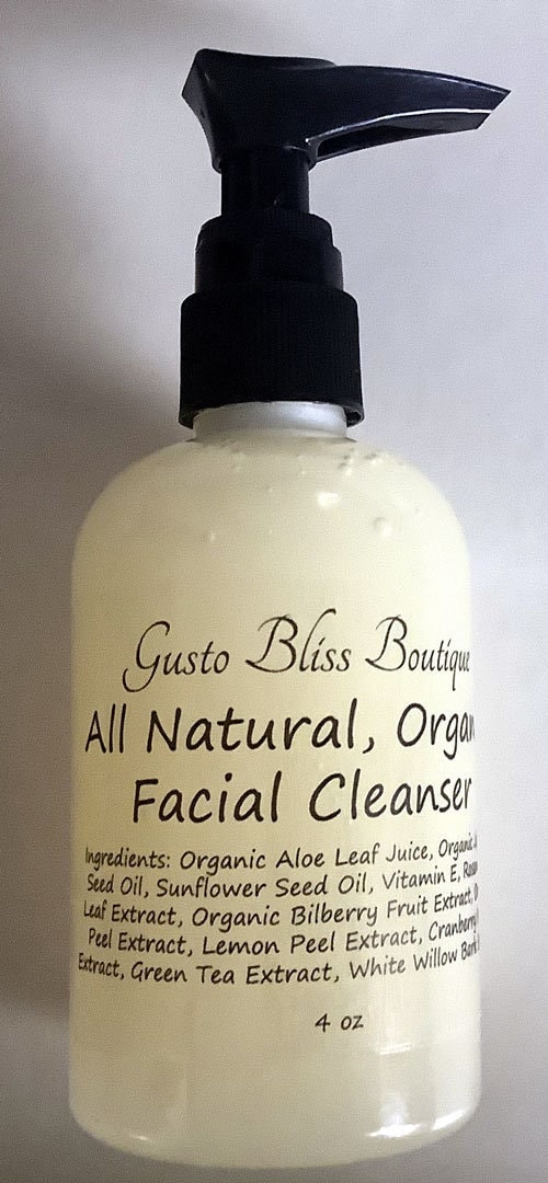 Facial Cleanser Organic: Natural Creamy Lotion with Jojoba & Aloe (4 oz)