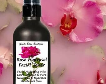 Rose Hydrosol Facial Toner Organic: Natural Vitamin E, Hydrating Mist (2 Oz Bottle)