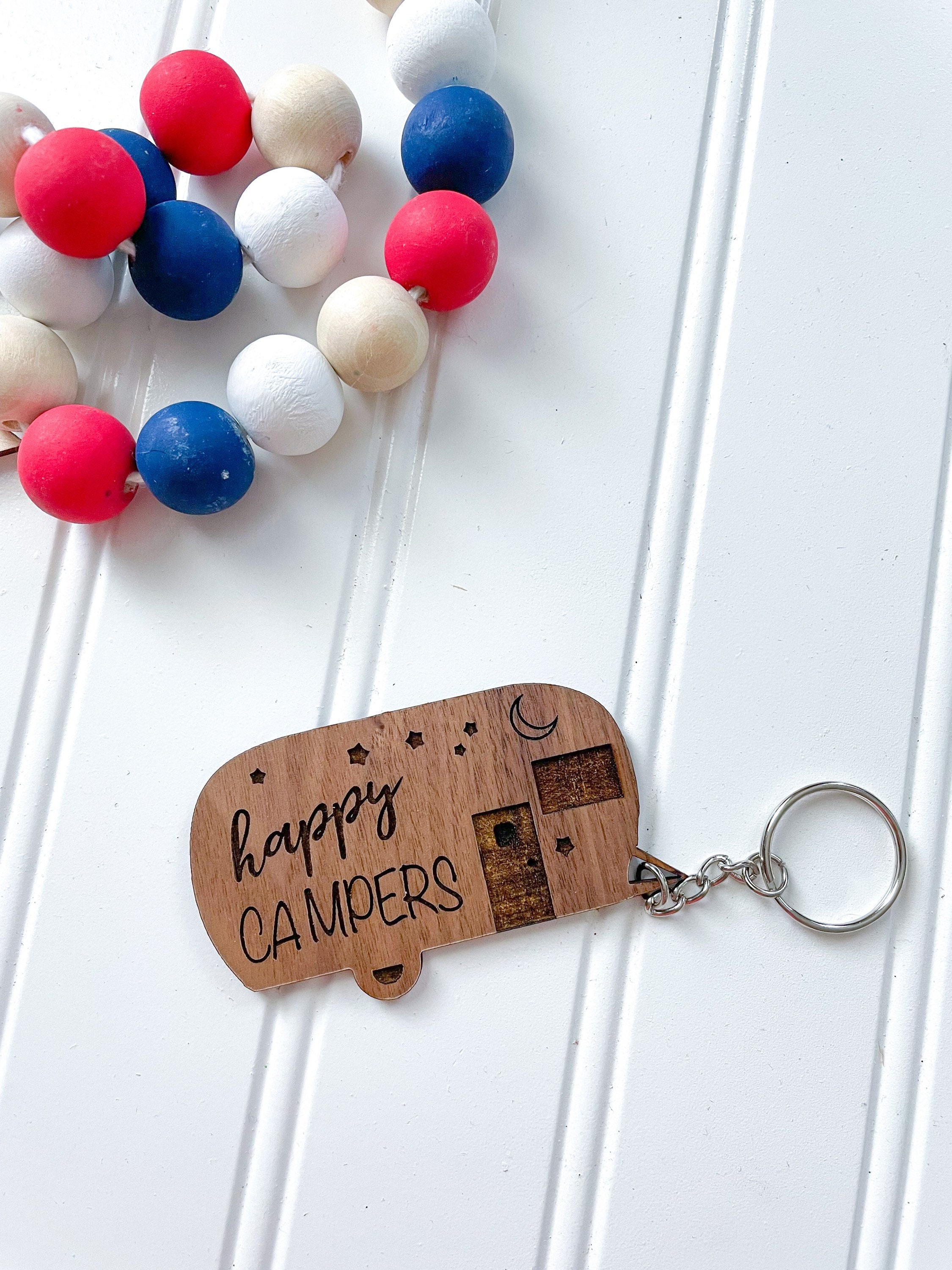 Happy Camper Keychain/ Camping Keychain/ Camper Keychain/ Etsy