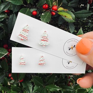 Christmas Tree Cake Stud Earrings/ Tree earrings