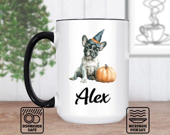 French Bulldog Mug With Custom Name - Personalized Mug Gift For Dog Lovers, Unique Frenchie Design, Perfect For Coffee Or Tea