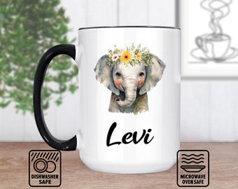 Elephant Mug, Cute Elephant Coffee Mug, Elephant Lover Gift (11oz 15oz)