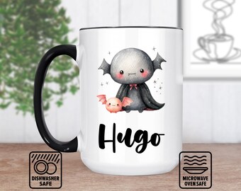 Tiny Vampire Mug With Custom Name - Personalized Mug For Gothic Decor, Halloween Gift, Spooky Coffee Lover, Unique Vampire Art, Gift