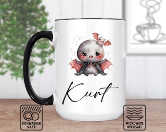 Winzige Vampir Tasse mit individuellem Namen | Personalisierte Tasse für Halloween | Niedliches Gothic Geschenk | Einzigartiges Vampir-Liebhaber-Geschenk | Gruseliger Kaffee