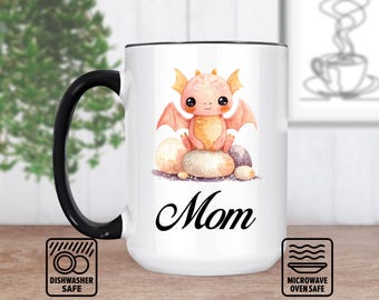 Tiny Dragon Mug With Custom Name - Personalized Mug For Fantasy Lovers, Unique Gift Idea, Handcrafted Ceramic Art, Mythical Creature