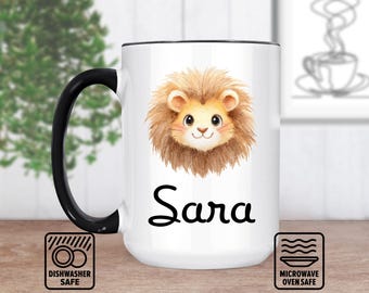 Lion Head Mug With Custom Name - Unique Personalized Mug For Animal Lovers, Perfect Gift For Birthdays, Anniversaries, Or Special