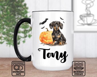 Dachshund Mug Gift For Dog Lovers - Custom Wiener Dog Art - Personalized Mug With Name - Unique Sausage Dog Present For Her Or Him
