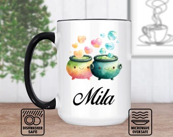 Caneca Mini Caldeirão para um Toque de Bruxa | Caneca Personalizada com Nome | Presente de Halloween | Caneca de Café Exclusiva | Decoração Assustadora | Wicca