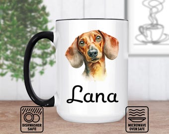 Dachshund Head Portrait Mug - Custom Dog Art Gift, Personalized Mug For Pet Lovers, Unique Wiener Dog Keepsake, Ideal For Dachshund
