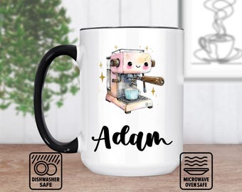 Espresso Mach Tasse mit Namen, personalisierte Espresso Mach Geschenk für Kaffeeliebhaber, individuelle Espresso Mach Kaffeetasse mit Text, einzigartiges Geschenk