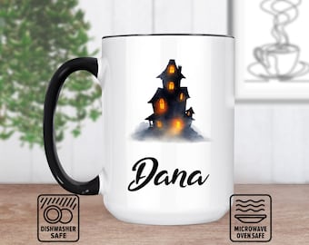 Haunted House Mug With Spooky Scene | Customizable Halloween Gift | Personalized Mug For Coffee Lovers | Unique Fall Decor | Ghostly
