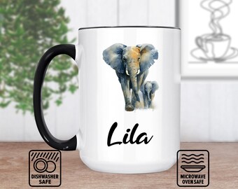 Elephant Mug, Cute Elephant Coffee Mug, Elephant Lover Gift (11oz 15oz)