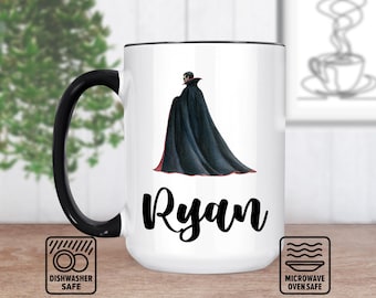 Taza de vampiro para amantes de Halloween - Diseño de Drácula personalizable - Regalo personalizado para fanáticos del terror - Taza de café y té gótica única