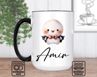 Tiny Vampire Mug With Custom Name - Personalized Mug For Gothic Coffee Lovers, Unique Gift For Halloween, Spooky Decor, Vampire