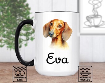 Dachshund Head Portrait Mug - Custom Dog Art Gift, Personalized Mug For Pet Lovers, Unique Wiener Dog Keepsake, Perfect For Dachshund