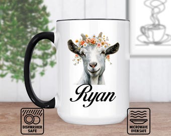 Goat Mug, Personalized Goat Gift, Custom Coffee Mug (11oz 15oz)
