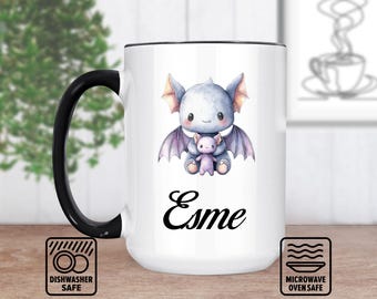 Taza de vampiro con nombre personalizado: taza personalizada para amantes del gótico, regalo único de Halloween, taza de café espeluznante, regalo para fanáticos de los vampiros.