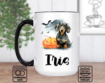 Dachshund Mug Gift - Custom Dog Lover Coffee Tea Cup - Personalized Mug With Name - Unique Wiener Dog Art - Perfect For Pet Owners