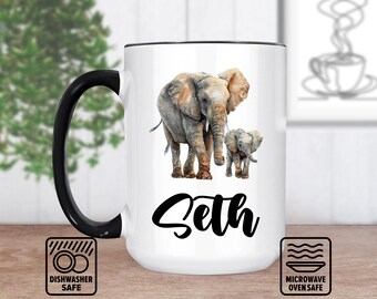 Elephant Mug, Cute Elephant Coffee Mug, Elephant Lover Gift (11oz 15oz)