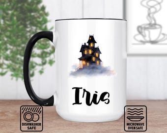 Haunted House Mug With Spooky Design | Personalized Mug For Halloween Lovers | Custom Name Gift | Unique Fall Decor | Ghostly Coffee