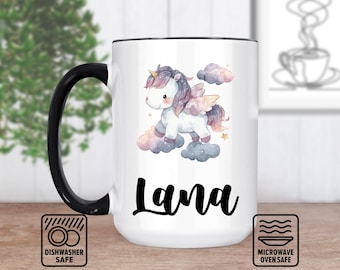 Petite Pegasus Mug With Custom Name - Personalized Mug For Kids, Mythical Creature Gift, Unique Coffee Mug, Magical Horse Design