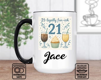 Happy 21St Birthday Mug With Custom Name - Personalized Mug Gift For Him Or Her - Unique 21St Birthday Keepsake - Celebrate In Style