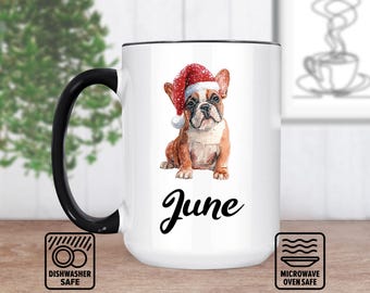 Caneca Bulldog Francês com Nome Personalizado - Caneca Personalizada para Amantes de Cães, Presente Exclusivo, Ilustração Fofa de Pet, Perfeita para Donos de Bulldog Francês