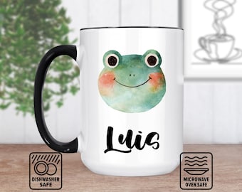 Frog Head Mug With Custom Name - Personalized Mug For Animal Lovers, Unique Gift Idea, Handcrafted Ceramic, Perfect For Coffee Or Tea
