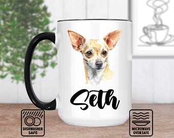 Chihuahua Head Portrait Mug - Custom Dog Art Gift, Personalized Mug With Your Pet's Image, Unique Chihuahua Lover Present