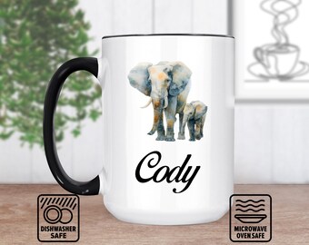 Elephant Mug, Cute Elephant Coffee Mug, Elephant Lover Gift (11oz 15oz)