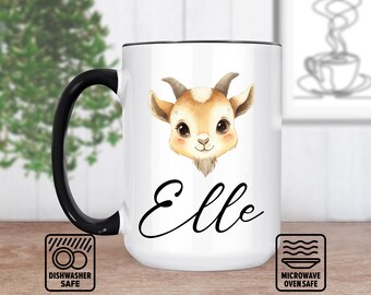 Taza con cabeza de cabra y diseño personalizado - Arte único de animales de granja - Taza personalizada para amantes del café - Regalo perfecto para entusiastas de las cabras
