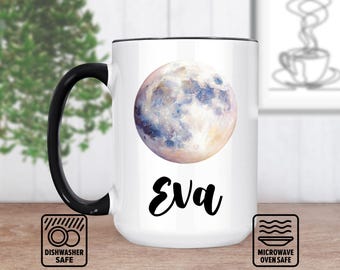 Full Moon Mug With Custom Name | Personalized Mug For Lunar Lovers | Unique Astrology Gift | Celestial Coffee Mug | Moon Phase Design