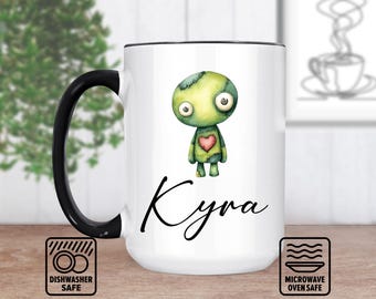 Mały kubek z motywem zombie dla miłośników horrorów – personalizowany prezent, spersonalizowany kubek na kawę, herbatę lub gorącą czekoladę – wyjątkowa dekoracja na Halloween