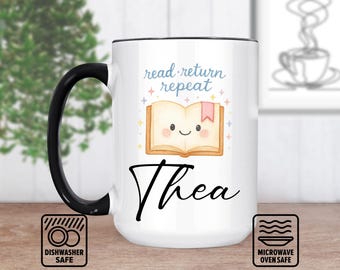 Librarian Mug Gift - Custom Book Lover Coffee Mug, Personalized Mug For Librarians, Unique Library Teacher Present, Bookworm Gift Idea
