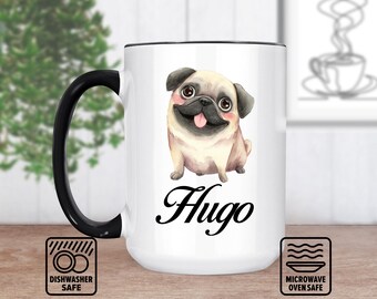 Mops-Welpen-Tasse für Hundeliebhaber - personalisierte Tasse mit niedlichem Mops-Design, individuelles Geschenk für Mops-Besitzer, einzigartige Kaffeetasse für Haustierliebhaber, Mops