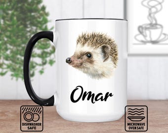Hedgehog Head Mug With Custom Name - Adorable Animal Design - Personalized Mug For Coffee Lovers - Unique Gift Idea For Hedgehog