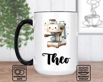 Espresso Mach Tasse mit Namen, personalisierte Espresso Mach Geschenk für Kaffeeliebhaber, individuelle Espresso Mach Kaffeetasse mit Text, einzigartiges Geschenk