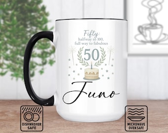 Happy 50Th Birthday Mug Gift - Customizable Keepsake For Milestone Celebration - Personalized Mug With Name & Year - Unique Birthday
