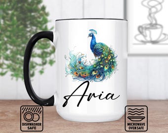 Peacock Mug, Peacock Coffee Mug, Custom Peacock Gift, Personalized Peacock Present, Perfect Gift, Quality Drinkware, Unique Present