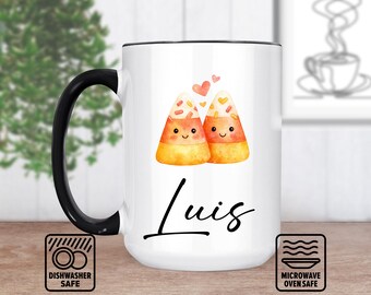 Mini Candy Corn Mug With Name - Personalized Mug For Halloween, Custom Fall Gift, Cute Autumn Decor, Unique Spooky Season Coffee Mug